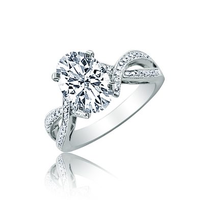 GIA Certified 2.00 CTW Diamond Engagement Ring Oval Cut 18K White Gold