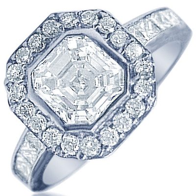 Diamond Engagement Ring GIA Certified 2.50 Carat Asscher Cut 18k White Gold