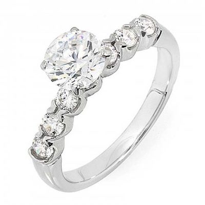GIA Certified Diamond Engagement Ring Round 18k White Gold Classic Style