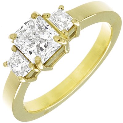 GIA certified 1.60 CTW Diamond Engagement Ring Three stone Radiant Cut 18K