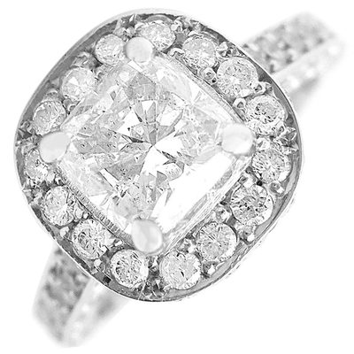 GIA Certified 2.25 CTW Diamond Engagement Ring Halo Style Cushion and Round Cut