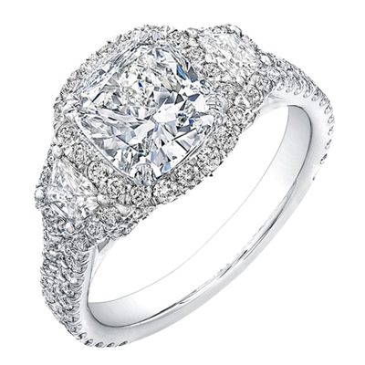 GIA Certified Diamond Engagement Ring Platinum 2.50 Carat Cushion Cut