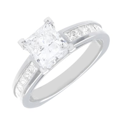 2.50 Carat 18k White Gold Princess Cut GIA Certified Diamond Engagement Ring
