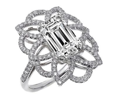 GIA Certified Diamond Engagement Ring 2.50 Carat 18k White Gold Emerald Cut