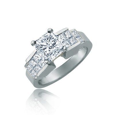 2.45 CTW GIA Certified Radiant & Princess Diamond Engagement Ring 18k White Gold