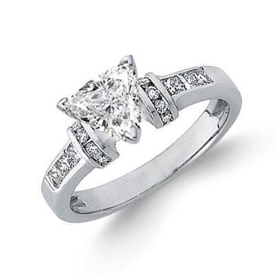 2.00 Carat Diamond Engagement Ring Trillion Cut GIA Certified 18k White Gold