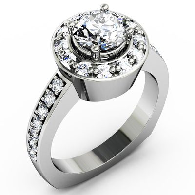 Diamond Engagement Ring Round Shape GIA Certified 2.00 Carat 18k White Gold