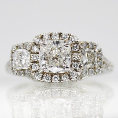 3.00 Carat Cushion Cut Diamond Engagement Ring GIA Certified 18k White Gold