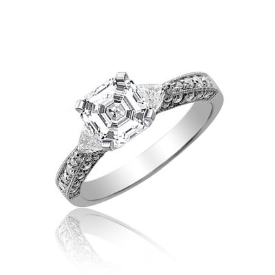 2.75 Carat 18k White Gold GIA Certified Asscher Cut Diamond Engagement Ring