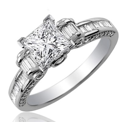 Diamond Engagement Ring Princess Cut 3.00 Carat GIA Certified 18k White Gold