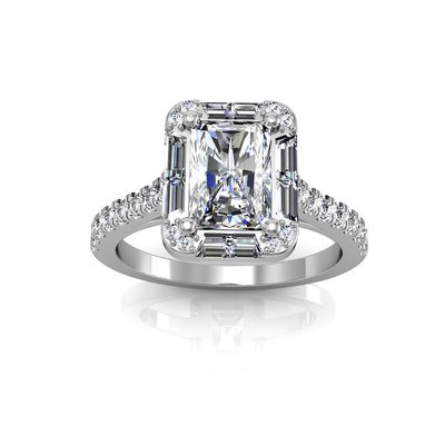 2.00 CTW Radiant Cut Diamond Engagement Ring GIA Certified 18k White Gold
