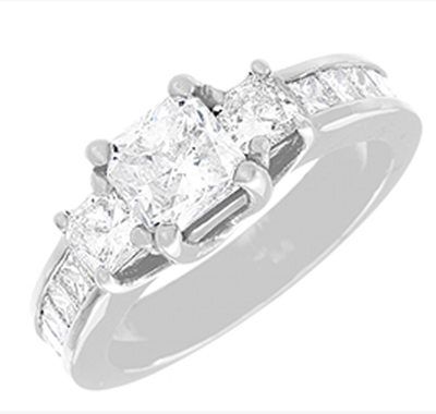 2.50 CT Radiant & Princess Cut Diamond Engagement Ring GIA Certified 18k
