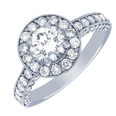 GIA Certified 3.00 Carat Round Brilliant Diamond Engagement Ring 18k White Gold