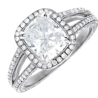 GIA Certified Diamond Engagement Ring Cushion Cut 14k White Gold 3.00 Carat