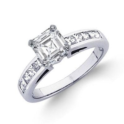Diamond Engagement Ring 2.00 Carat Asscher & Princess Cut GIA Certified 18k