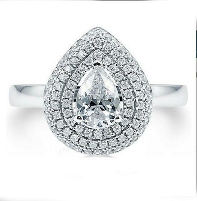 GIA Certified 2.50 Carat  Diamond Engagement Ring Pear & Round Shape Platinum