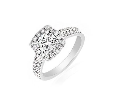 18k White Gold 2.50 CT Cushion Shape Halo Diamond Engagement Ring GIA Certified