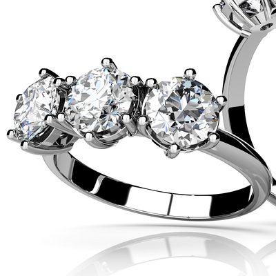 GIA Certified Three Stones 2.50 Carat Round Cut Diamond Engagement Ring 18k WG