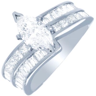 3.00 Carat GIA Certified Marquise Cut Diamond Engagement Ring 18k White Gold