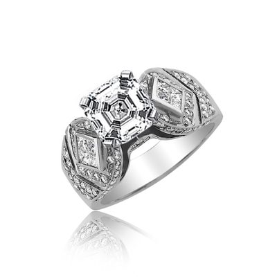 Asscher Cut GIA Certified Diamond Engagement Ring 3.00 Carat 18k Gold