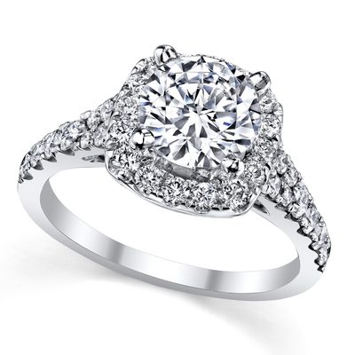 GIA Certified Halo Design Round Cut Diamond Engagement Ring 2.13 CT 18K Gold