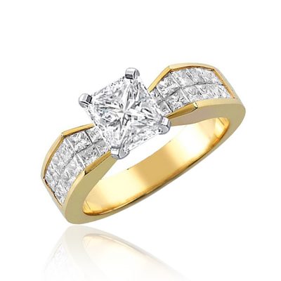 GIA Radiant & Princess Cut Diamond Engagement Ring 2.50 Carat 18k White Gold