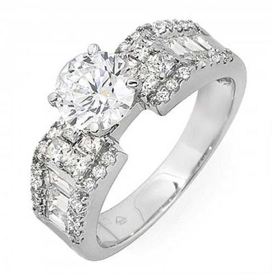 GIA Certified 2.50 Carat Round Cut 18k White Gold Diamond Engagement Ring