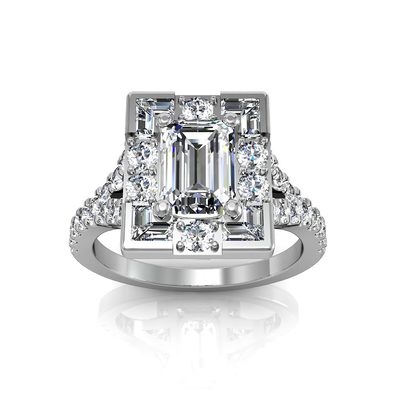 Emerald Cut 2.50 CT Diamond Engagement Ring GIA Certified 18k Gold