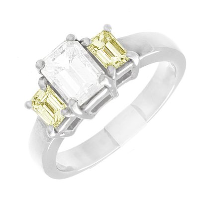 GIA Certified 2.30 Carat Emerald Cut Diamond Engagement Ring 18k White Gold