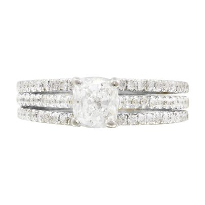 3.00 Carat Cushion Cut Diamond Engagement Ring 18k white Gold GIA Certified
