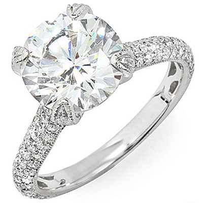 Diamond Engagement Ring Round Cut 3.00 Carat GIA Certified 18k White Gold