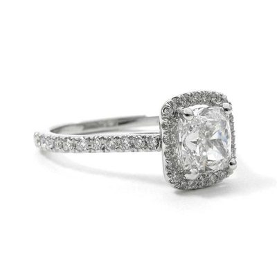 GIA Certified 2.50 Carat Cushion Cut Diamond Engagement Ring 18K White Gold