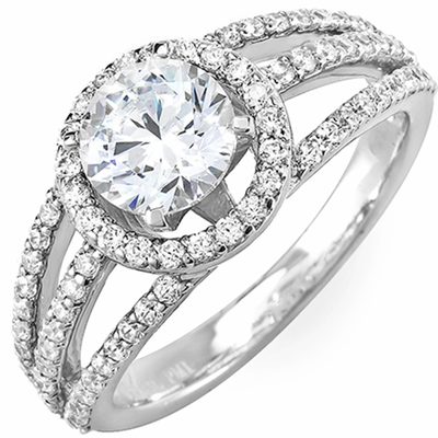 18k White Gold Round Cut Diamond Engagement Ring 2.50 Carat GIA Certified