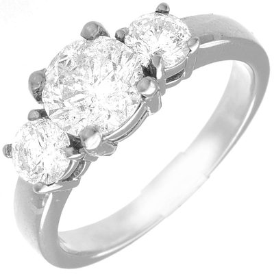 GIA Certified Round Cut Diamond Engagement Ring 2.50 Carat 18k White Gold