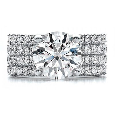GIA Certified Round Diamond Engagement Ring Unique Style 3.00 CT 18k White Gold