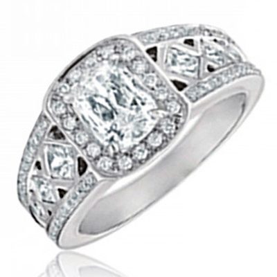 Estate Style 3.00 CT Cushion Cut Diamond 18k Engagement Ring GIA Certified