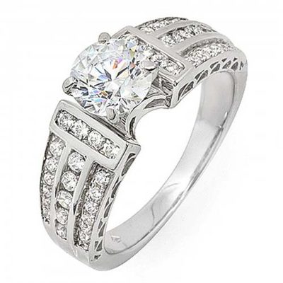 Diamond Round Shape Engagement Ring GIA Certified 18k Gold 3.00 CT