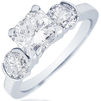 Cushion & Round Cut Platinum Diamond Engagement Ring 2.10 CT GIA Certified