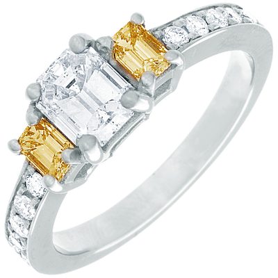 Engagement Ring Fancy Yellow Diamond 2.60 Carat GIA Certified 18k White Gold
