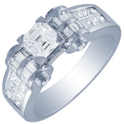 Diamond Engagement Ring Asscher Cut 3.25 CT GIA Certified 18k Gold