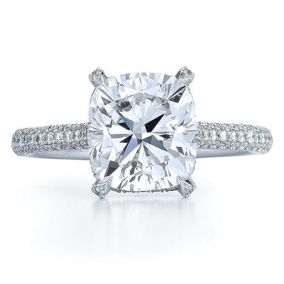 GIA Certified 3.50 Carat Cushion Cut Diamond Engagement Ring 18k White Gold