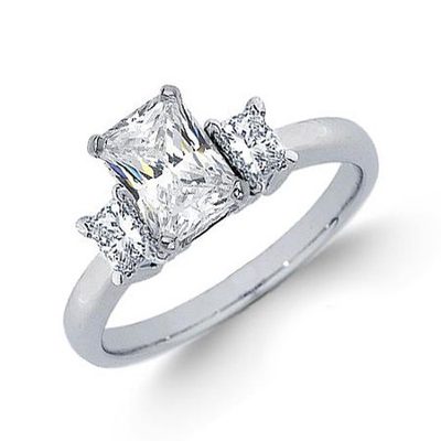 GIA Certified 3.00 Carat Radiant & Princess Cut 18k Diamond Engagement Ring