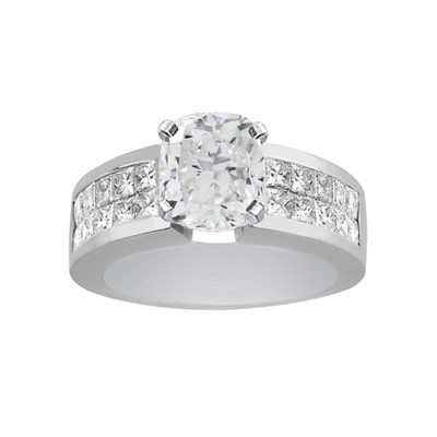 GIA Certified 3.50 Carat Cushion Cut Diamond Engagement Ring 18k White Gold