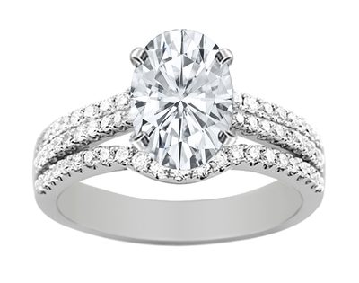 GIA Certified 2.50 CT Oval Cut & Round Shape Diamond 14k Engagement Ring