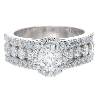 3.00 Carat Round Cut Diamond Engagement Ring GIA Certified 18k White Gold