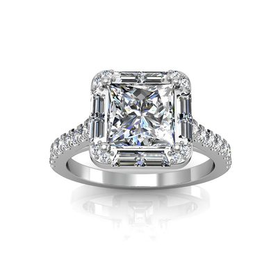 Princess Cut Diamond Engagement Ring 2.50 Carat GIA Certified 18k Gold