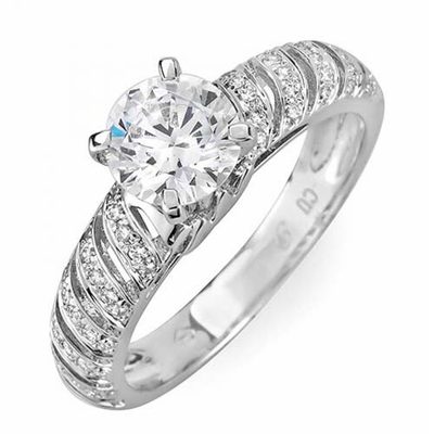 GIA Certified Round Cut Diamond Engagement Ring 18k White Gold 2.50 Carat