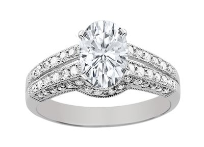 GIA Certified Oval Diamond Engagement Ring 2.48 Ct 18K White Gold VVS2 H