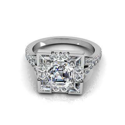 Asscher Cut 2.50 Carat Diamond Engagement Ring 18k Gold GIA Certified