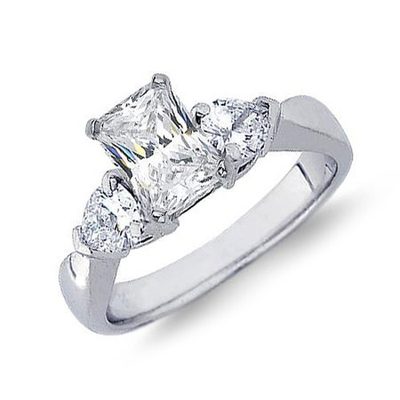 Platinum Diamond Radiant & Pear Shape 2.80 CT Engagement Ring GIA Certified